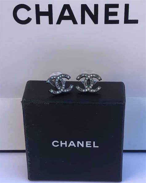 chanel black stud earrings|black metal stud earrings.